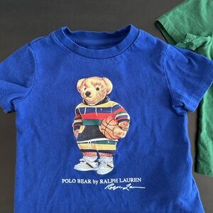2 Ralph Lauren Kids Blue and green Polo Bear Basketball T-Shirt